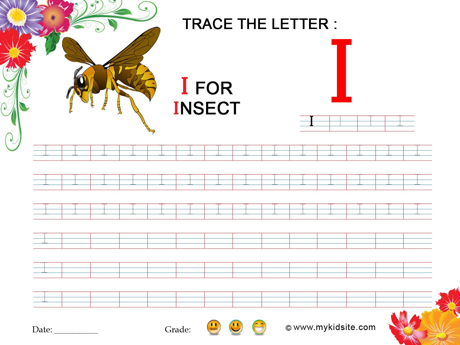 Tracing Worksheet For Letter I