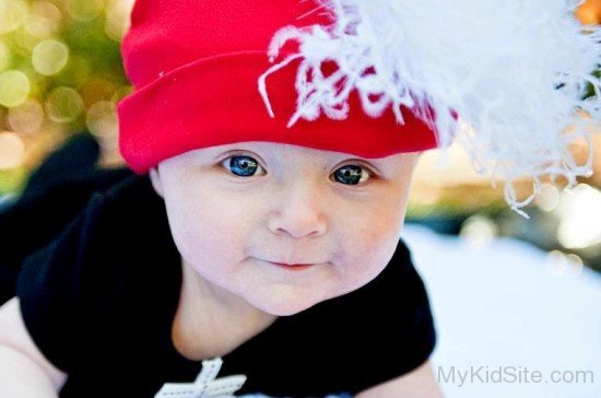 Little Baby Wearing Red Cap