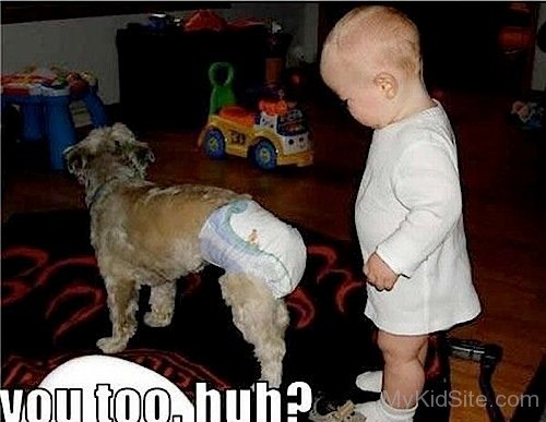 Baby With Dog Diaper