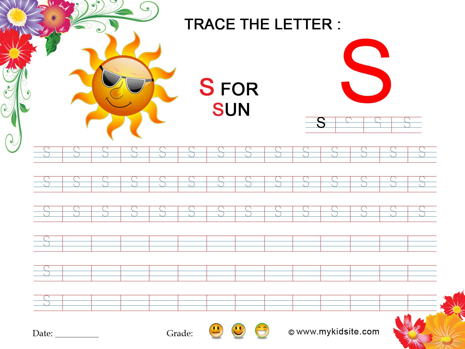 Tracing Worksheet For Letter S