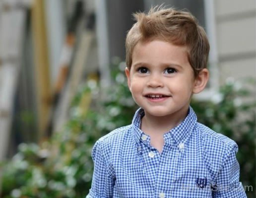 Baby Boy In Blue Check Shirt