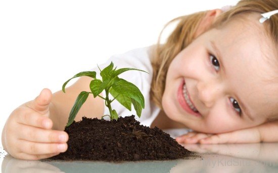 Baby Girl And Plant